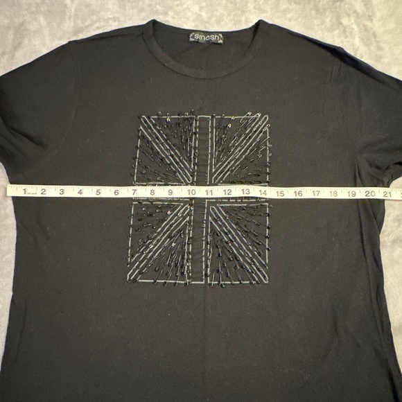 Smash shirt Union Jack British Flag Black Safety Pins Men's Clubwear Punk Grunge - Picture 2 of 7
